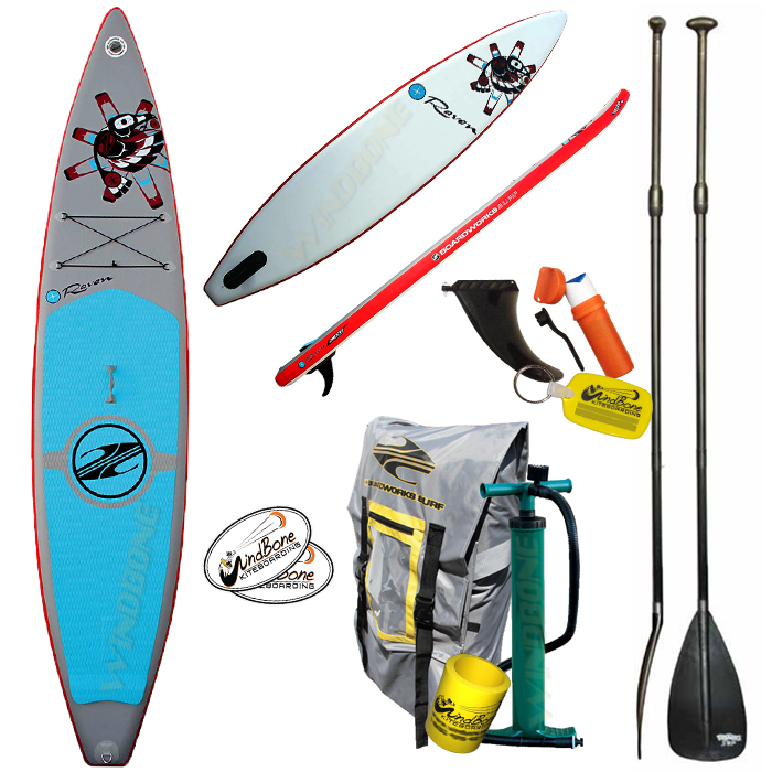 New Boardworks SHUBU Raven Inflatable Racing SUP 12-6 + Paddle - Click Image to Close