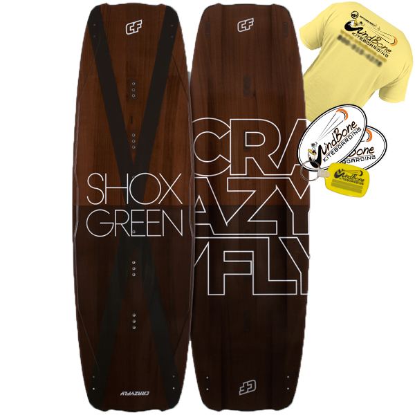 2016 Crazyfly Shox Green Kiteboard Kitesurfing (Closeout Sale)