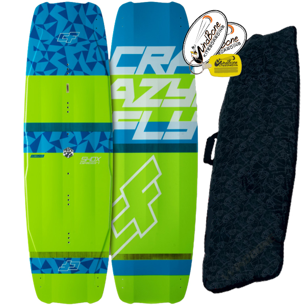 2017 Crazyfly Shox Green Kiteboard Kitesurfing + Board Bag (Closeout Sale)