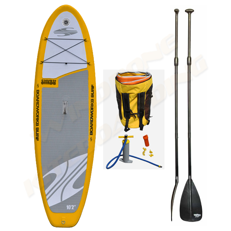 Boardworks SHUBU 10-2 Wide Inflatable SUP + Free Paddle Package - Click Image to Close